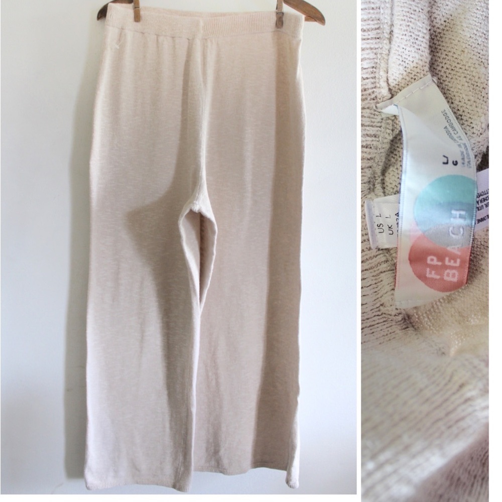 FP Beach Linen Cotton Cropped Lightweight Palozzo Ballon Pants Large